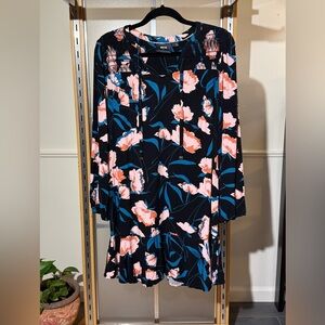 Anthropologie Black Floral Long Sleeve Dress